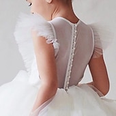 levne Párty šaty-Děti Dívčí Šaty na párty Pevná barva Krátký rukáv Výkon Svatební Nabírané šaty Síťka Princeznovské Krásná Polyester Midi Šaty na párty Swingové šaty Léto Jaro 2-9 let Černá Bílá Rubínově červená
