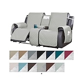 זול כיסא הכורסה הסתיים-כיסויי ספה שכיבה של loveseat עם קונסולה, כיסוי לחיות מחמד מונע החלקה לכורסת אהבה כפולה עם רצועות אלסטיות, כיסוי מושב אהבה מפוצל מגן ריהוט