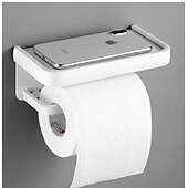 halpa Vessapaperitelineet-wc-paperiteline hyllyllä seinälle, alumiininen wc-paperirullapidike, pehmopaperirulla matkapuhelimen säilytystilalla