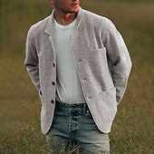 preiswerte Herrenjacken &amp; Herrenmäntel-Herren Leichte Jacke Sommerjacke Jacke Outdoor Strasse warm Atmungsaktiv Tasche Herbst Winter Feste Farbe Elegant Strassenmode Ständer Standard Regular Fit Dunkelgrau Blau Kamel Grau Jacken