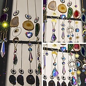 economico Acchiappasogni-fetta di agata geode cristallo sun catcher, creatore di arcobaleno, prisma finestra di cristallo appeso, strega suncatcher windchime wall decor, boho home decor