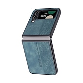 Недорогие Чехлы для Samsung-Чехол для телефона для Samsung Galaxy Z Flip 6 Z Flip 5 Z Flip 4 Z Flip 3 кожаный флип ударопрочный однотонный ПК PU кожа