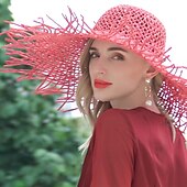 voordelige Feesthoeden-hoeden hoofddeksels strohoed van natuurlijke vezels casual klassiek klassiek retro met hoofddeksel in zuivere kleur