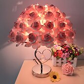 baratos Candeeiros de mesa-Romântico rosa flor led candeeiro de mesa estilo dia dos namorados festa de casamento para menina quarto cabeceira luz da noite decoração presente iluminação do feriado