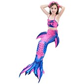 voordelige Zeemeermin badpak-Kinderen Voor meisjes Zeemeermin zwemkleding Zwempak Bikini Prestatie Thema feest Kleurrijk Aanbiddelijk Strandstijl Halster Badpakken 4-12 jaar Zomer Meerkleurig