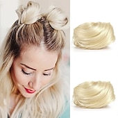 economico Chignon-2pcs mini artiglio finto spazio capelli chignon clip in chignon disordinato capelli sintetici chignon ciambella estensioni chignon parrucca accessorio coda di cavallo pezzi di capelli updo per donne