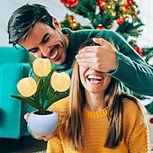رخيصةأون أضواء الديكور-led توليب ليلة ضوء الجدول أضواء محاكاة زهرة مع زهرية الجدول مصباح الحلي للمنزل غرفة المعيشة ديكور سطح المكتب الجدول مصابيح الليل