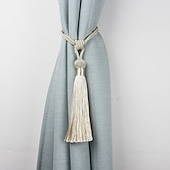 cheap Curtain Accessories-Rope Curtain Tassel Tie Backs Curtain Fringe Tiebacks Holdbacks Window Drapes Curtain Strap Buckle Holder Window Decorative Accessories