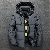 billiga Herrdunjackor och -parkas-Herr Vinterkappa Vinterjacka Dun Pufferjacka Ficka Kontor &amp; Karriär Datum Ledigt / vardag Utomhus Fritid Sport Vinter Enfärgad / vanlig färg Mörkgrå Svart Pufferjacka