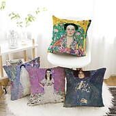 levne Vintage styl-slavný obraz oboustranný povlak na polštář 4ks gustav klimt měkký dekorativní čtvercový povlak na polštář povlak na polštář do ložnice obývací pokoj pohovka gauč křeslo