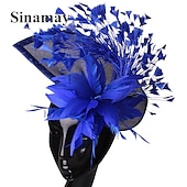halpa Juhlahatut-fascinators sinamay Häät Teekutsut Kentucky Derby Hevoskilpailu Naisten päivä Vintage Muoti Käsintehty Kanssa Sulilla Päähine Päähineet
