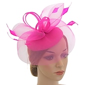 levne Fascinátory-fascinátory kentucky derby klobouk pokrývka hlavy organza polyester / polyamid fedora klobouk poddajný klobouk závojový klobouk čajový večírek dostih dámy den vintage styl vintage elegantní s