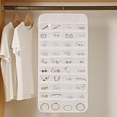 billige Smykkeoppbevaring-48grids hengende smykker oppbevaring øredobber halskjede armbånd hengende gjennomsiktig veske med rom holder organisator