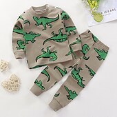 billiga Pyjamas-Barn Pojkar 2 delar T-shirt och byxa Långärmad Uggla A01 A02 Djur Tecknat Crewneck Sommar Vår Grundläggande Hem 3-7 år