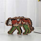 Недорогие Декоративные огни-Деревянные украшения в виде животных, светодиодный светильник, 3d полая резьба, домашний декор, фигурки, ремесла, офисный стол, украшения для спальни, аксессуары