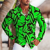 cheap Geometric Pattern-Men&#039;s Geometric Pattern Geometry Shirt Button Up Shirt Long Sleeve Tropical Fashion Designer Outdoor Casual Daily Fall &amp; Winter Turndown Print Button-Down Yellow Red Blue Green