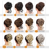 abordables Chignons-chignon désordonné morceau de cheveux chouchou ébouriffé extensions de cheveux chignon chignon bouclé ondulé queue de cheval synthétique chignon pour femmes filles
