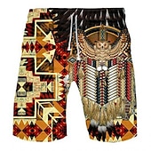 baratos Retro Vintage &amp; Ética-Homens Gráfico Cultura indiana Calção de Banho Bermuda de Surf Shorts de Natação Cintura Média Havaiana Étnico Boho Casual Diário Feriado Com Cordão Cintura elástica Impressão 3D Designer Roupa