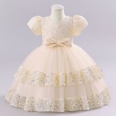 abordables Robes à Fleurs pour Filles-robe de soirée pour filles en bas âge robe de soirée florale robe midi performance maille col rond manches courtes robe active 3-7 ans vin d&#039;été