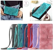 olcso iPhone-tokok-Vintage dombornyomott PU bőr tárca tok iPhone 16e 16 15 Pro Max Plus 14 13 12 11 Pro Max Mini X XR XS Max 8 7 Plus – flip fedél zipzárral kártyahellyel  keresztpánttal