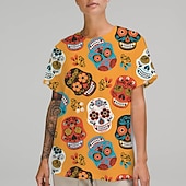 preiswerte T-Shirts-Zuckerschädel Mexikaner T-Shirt-Ärmel Bedruckt Grafik Für Paar Herren Damen Erwachsene Maskerade 3D-Druck Casual