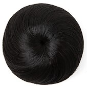 voordelige Chignons-zwarte knot haarstukken voor vrouwen meisjes dame trekkoord nep ballet bun extensions synthetische opgestoken donut chignon uit één stuk