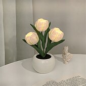 رخيصةأون أضواء الديكور-led توليب ليلة ضوء الجدول أضواء محاكاة زهرة مع زهرية الجدول مصباح الحلي للمنزل غرفة المعيشة ديكور سطح المكتب الجدول مصابيح الليل