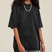 billige grunnleggende t-skjorter-Herre 100% bomullssyre-vaskeskjorte Oversized skjorte Kortermet Crew-hals Vår sommer عادي Mote Designer Fritid Sport &amp; Utendørs Daglig Gateklær Svart Rosa Grønn Topp T-skjorte for menn