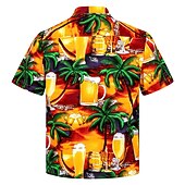 abordables Nourriture &amp; Boissons-Homme Cocotier Imprimés Photos Bière Chemise Chemise hawaïenne Chemise Aloha Manche Courte Tropique Mode Hawaïen Casual Hawaïen Vacances Eté Printemps Col rabattu Imprimer Bouton bas Jaune Rose