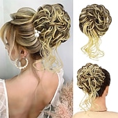 abordables Chignons-chignon désordonné morceau de cheveux chouchou ébouriffé extensions de cheveux chignon chignon bouclé ondulé queue de cheval synthétique chignon pour femmes filles