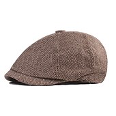 abordables Sombreros de hombre-Hombre Sombrero de la boina Sombrero de vendedor de periódicos Color Caquí Gris Ligero Algodón y lino Ropa de calle Elegante Moda de los años 20 Exterior Diario Noche Estampados Filtro Solar