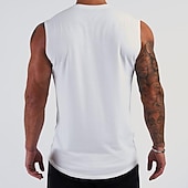 Недорогие Спортивные майки-Муж. Безрукавка Майки Без рукавов V-образный вырез Лето Полотняное плетение Мода Мышцы Тренировка Отпуск спорт Повседневные Черный Белый Винный Футболка для мужчин