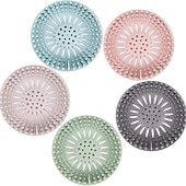 abordables brosse de toilette-Attrape-cheveux 5pcs, bouchon de cheveux en silicone durable, couvercles de drain de douche, facile à installer et à nettoyer, convient pour la baignoire et la cuisine de la salle de bain