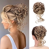 abordables Chignons-chignon désordonné morceau de cheveux chouchou ébouriffé extensions de cheveux chignon chignon bouclé ondulé queue de cheval synthétique chignon pour femmes filles