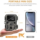 abordables Accessoires pour appareils photo et caméras-Mini caméra de piste vision nocturne 12mp 1080p caméra de jeu avec vision nocturne activée par le mouvement étanche pour la surveillance de la faune