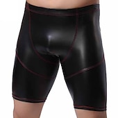 cheap Casual Shorts-Men&#039;s Shorts Casual Shorts Faux Leather Shorts Elastic Waist Plain Breathable Knee Length Holiday Gym Sports Fashion Black