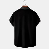 economico camicia da uomo con bottoni-Per uomo Camicia Camicia casual Camicia da Bowling Camicia con Bottoni Nero Vino Rosso Manica Corta A righe Collo ripiegato Vacanza Streetwear Stile Vintage Abbigliamento Poliestere Misto Cotone Moda