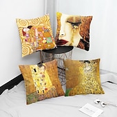 levne Vintage styl-slavný obraz oboustranný povlak na polštář 4ks gustav klimt měkký dekorativní čtvercový povlak na polštář povlak na polštář do ložnice obývací pokoj pohovka gauč křeslo