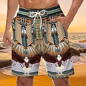 baratos Retro Vintage &amp; Ética-Homens Gráfico Cultura indiana Calção de Banho Bermuda de Surf Shorts de Natação Cintura Média Havaiana Étnico Boho Casual Diário Feriado Com Cordão Cintura elástica Impressão 3D Designer Roupa