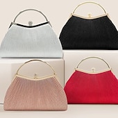 abordables Pochettes et sacs à main de soirée-sac à main de soirée élégant en or pour femme – sac à main métallique plissé avec poignée en strass pour femme, mariage, fête et événements officiels