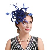 olcso Kalapok és fejdíszek-elbűvölő kentucky derby sapka fejfedők organza poliészter / poliamid fedora kalap fátyol sapka tea party lovasverseny hölgyek napi vintage stílusú vintage elegáns toll rátétekkel fejdísz