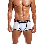 cheap Men&#039;s Boxers Underwear-Men&#039;s 2 Packs Briefs Polyester Breathable Soft Color Block Mid Waist Black White