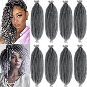 cheap Crochet Hair-8 Packs Pre-Separated Springy Afro Twist Hair Suitable for Damaged Soft Locs Synthetic Marley Twist Braiding Hair