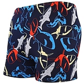 voordelige heren boxer zwembroek-Voor heren Badpak Lange zwembroeken Zwemshorts Boardshorts Zomer korte broeken Afdrukken Haai Brief 3D Ademend Sneldrogend Feestdagen Zwembad Sexy Rekken 1 5 Lage Taille Rekbaar