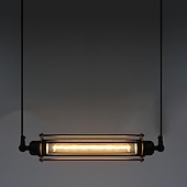 economico Luci Isola cucina-lampada a sospensione a led lungo 17,5 &quot;gabbia tubolare gabbia nera o in ottone edison ciondolo barra sospesa - lampada da soffitto a filo nero illuminazione industriale