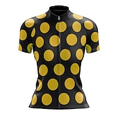 baratos Camisolas femininas-Mulheres Camisa para Ciclismo Geométrica Pontos Manga Curta Moto Camisa / Roupas Para Esporte Blusas com 3 bolsos traseiros Ciclismo de Montanha Ciclismo de Estrada Secagem Rápida Tiras Refletoras