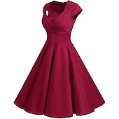 cheap Outfits-Retro Vintage 1950s Rockabilly A-Line Dress Flare Dress Christmas Party Dress Polka Dot Women&#039;s Party / Evening Masquerade Bachelorette Party Adults&#039; Dress Earrings Headwear Spring &amp; Summer