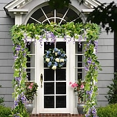 halpa Tekokasvit ja kukat-4kpl yhteensä 720cm/23.6ft tekokukat silkki wisteria seppele keinotekoinen wisteria viiniköynnös rottinki silkki riippukukka kotipuutarhaan ulkoseremoniaan hääkaaren kukkakoristeita