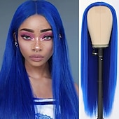 abordables Pelucas de fiesta-Pelucas verdes peluca sintética larga recta verde irlandés resistente al calor sin frente de encaje con cabello de bebé peluca sin pegamento para fiesta de San Patricio cosplay para mujeres de moda