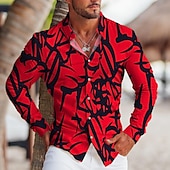 cheap Geometric Pattern-Men&#039;s Geometric Pattern Geometry Shirt Button Up Shirt Long Sleeve Tropical Fashion Designer Outdoor Casual Daily Fall &amp; Winter Turndown Print Button-Down Yellow Red Blue Green